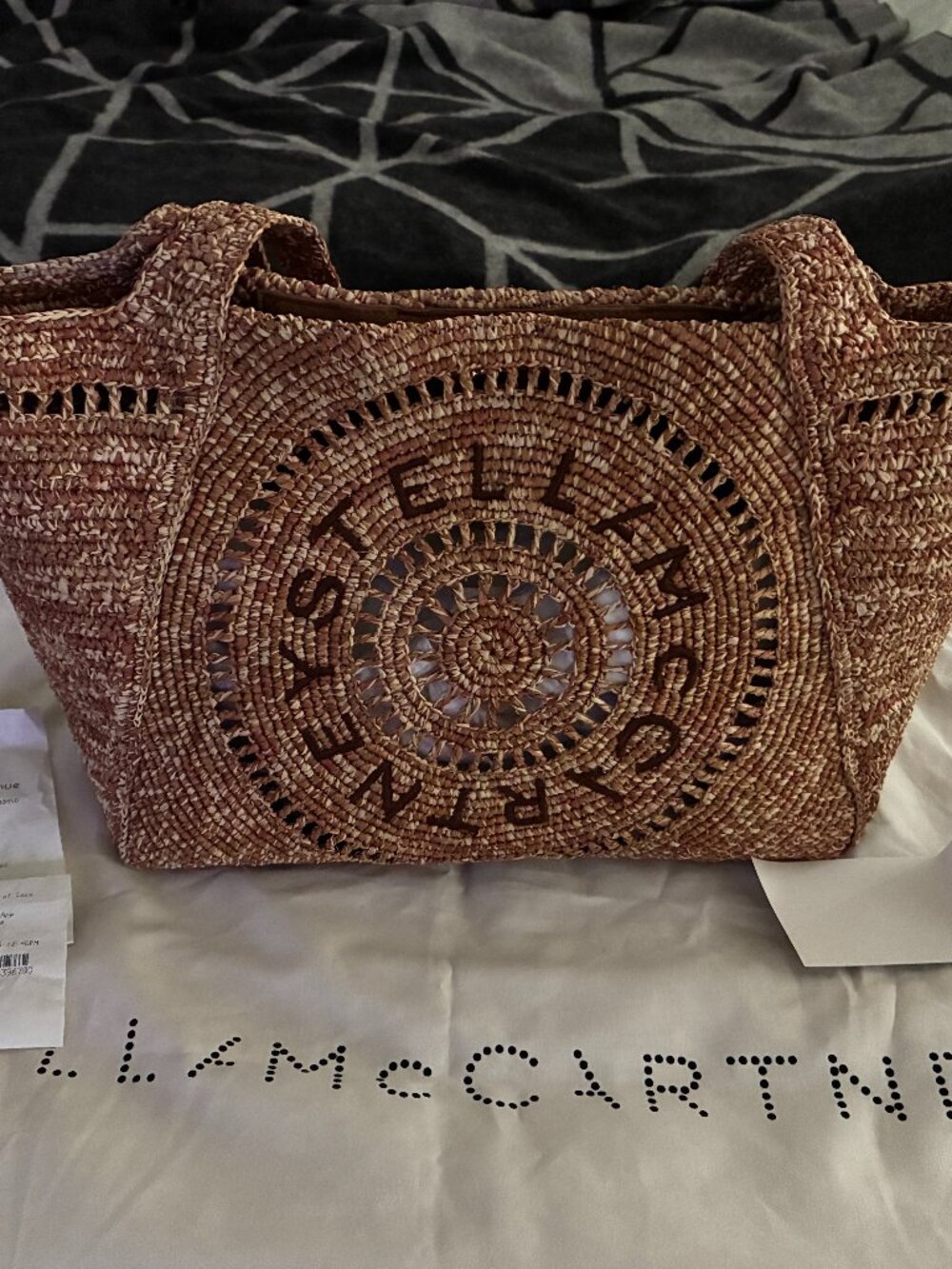 Stella McCartney Small Raffia Tote in Natural/Teak